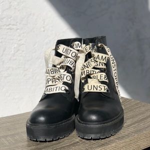 ZARA VEGAN LEATHER BOOTS combat